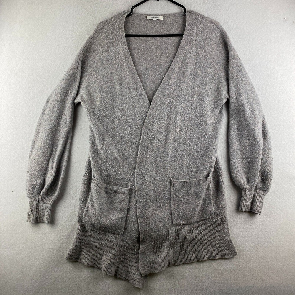 Madewell Sweater Womens M Medium Gray Open Front Cardigan Alpaca Wool Nylon